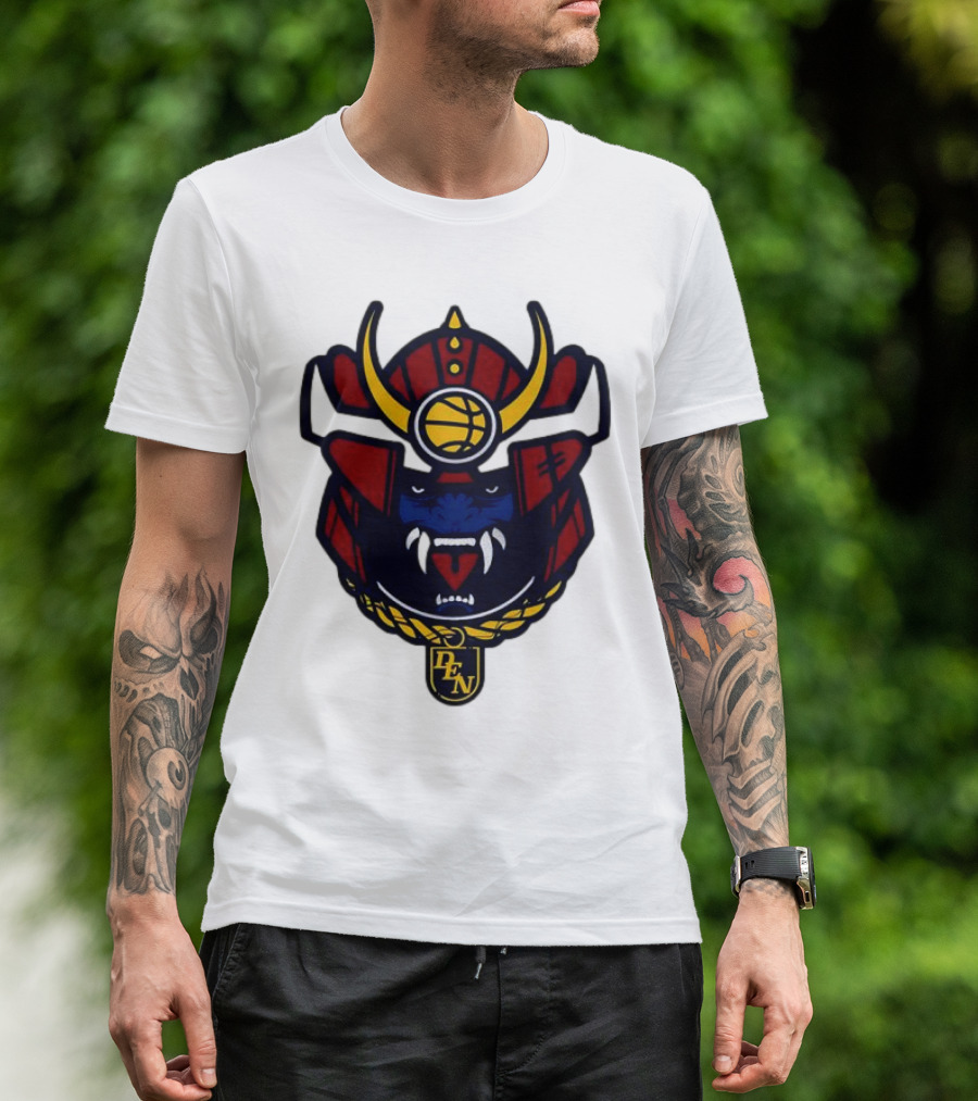 Denver Nuggets Samurai Helmet Emblem With DN Badge T-Shirt