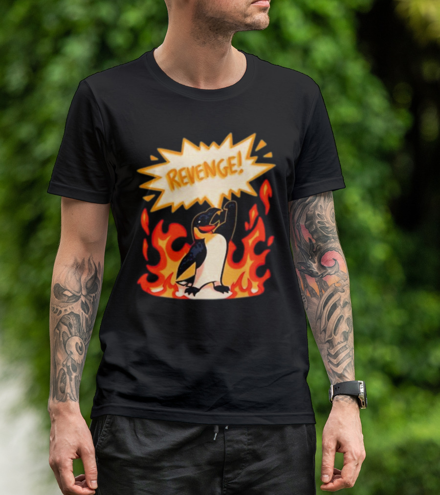 Hazbin Hotel Helluva Boss Revenge Penguin In Flames T-Shirt