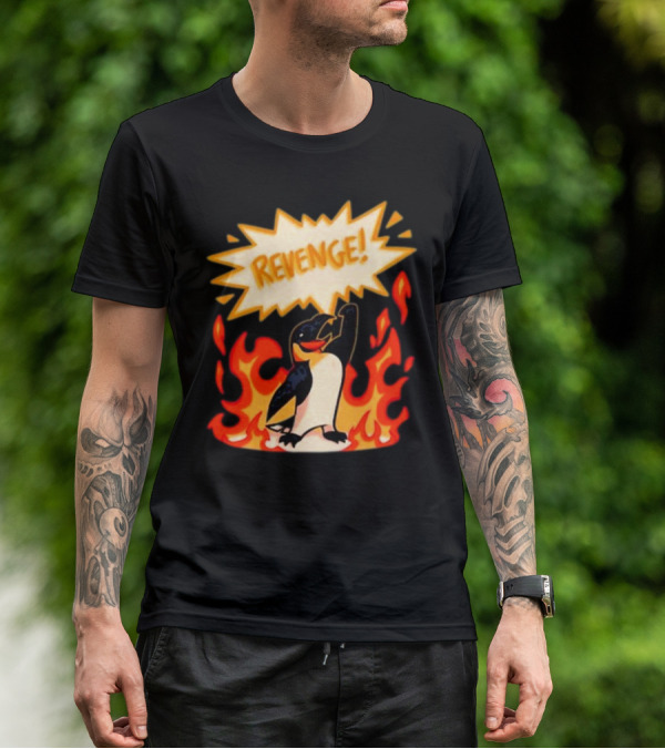 Hazbin Hotel Helluva Boss Revenge Penguin In Flames T-Shirt