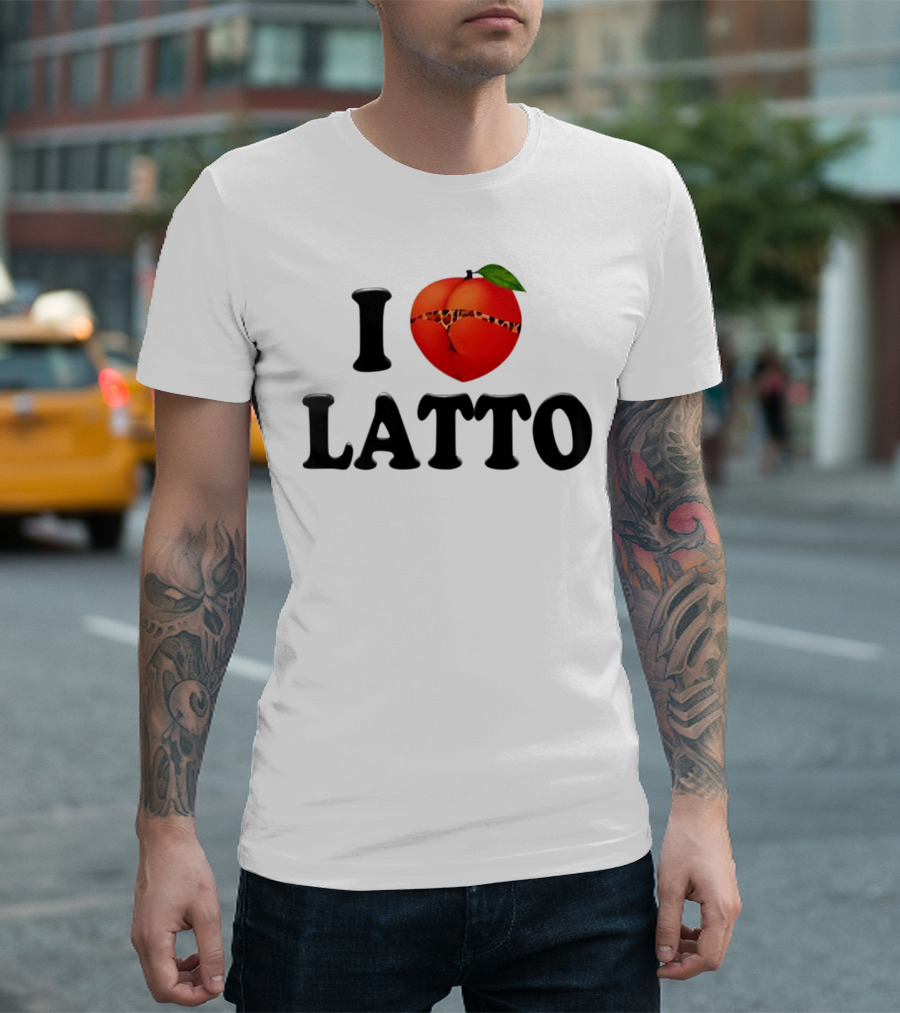 I Love Latto Peach with Leopard Print Detail T-Shirt
