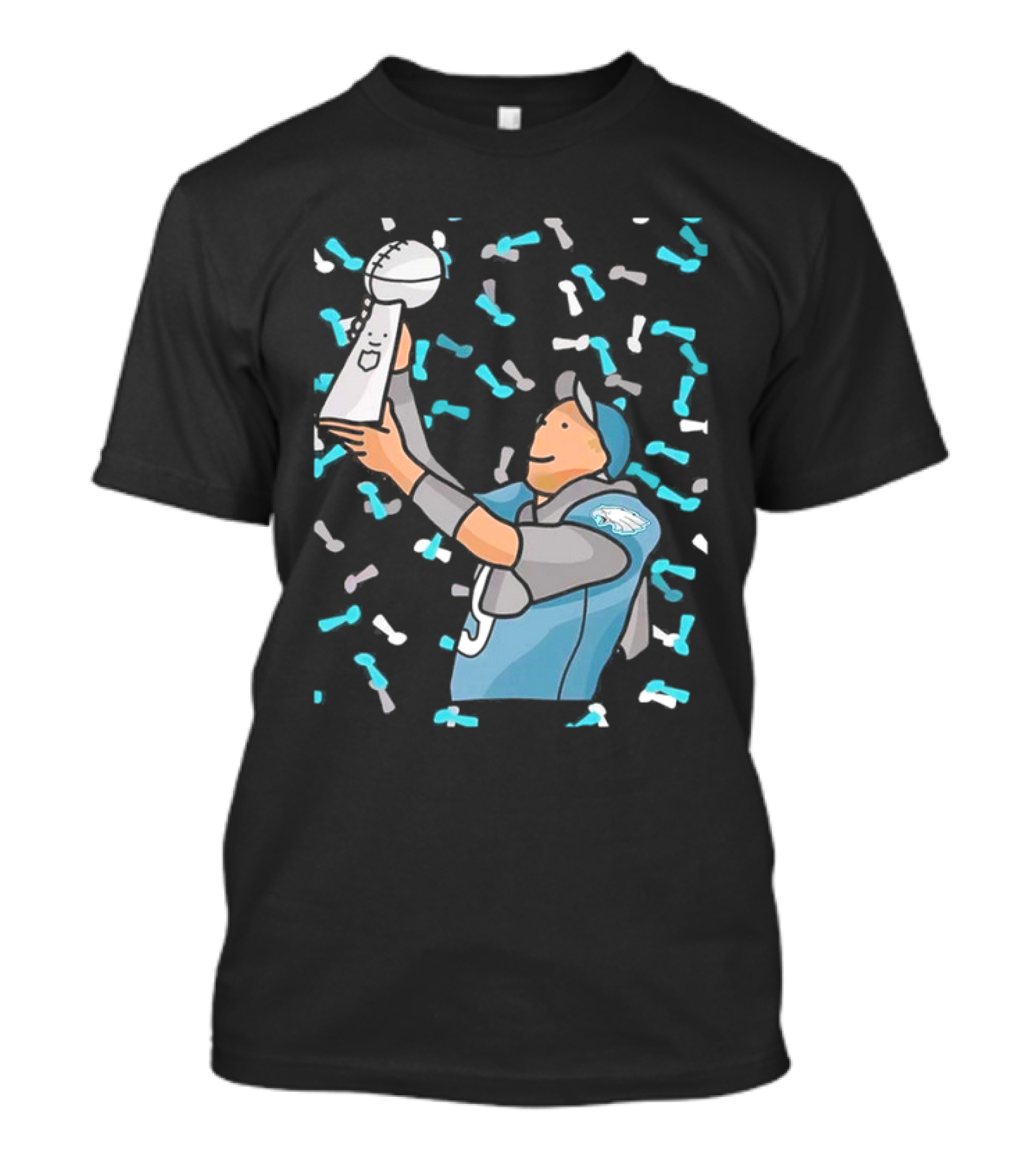 Philadelphia Eagles Nick Foles Super Bowl Trophy Celebration Cartoon T-Shirt
