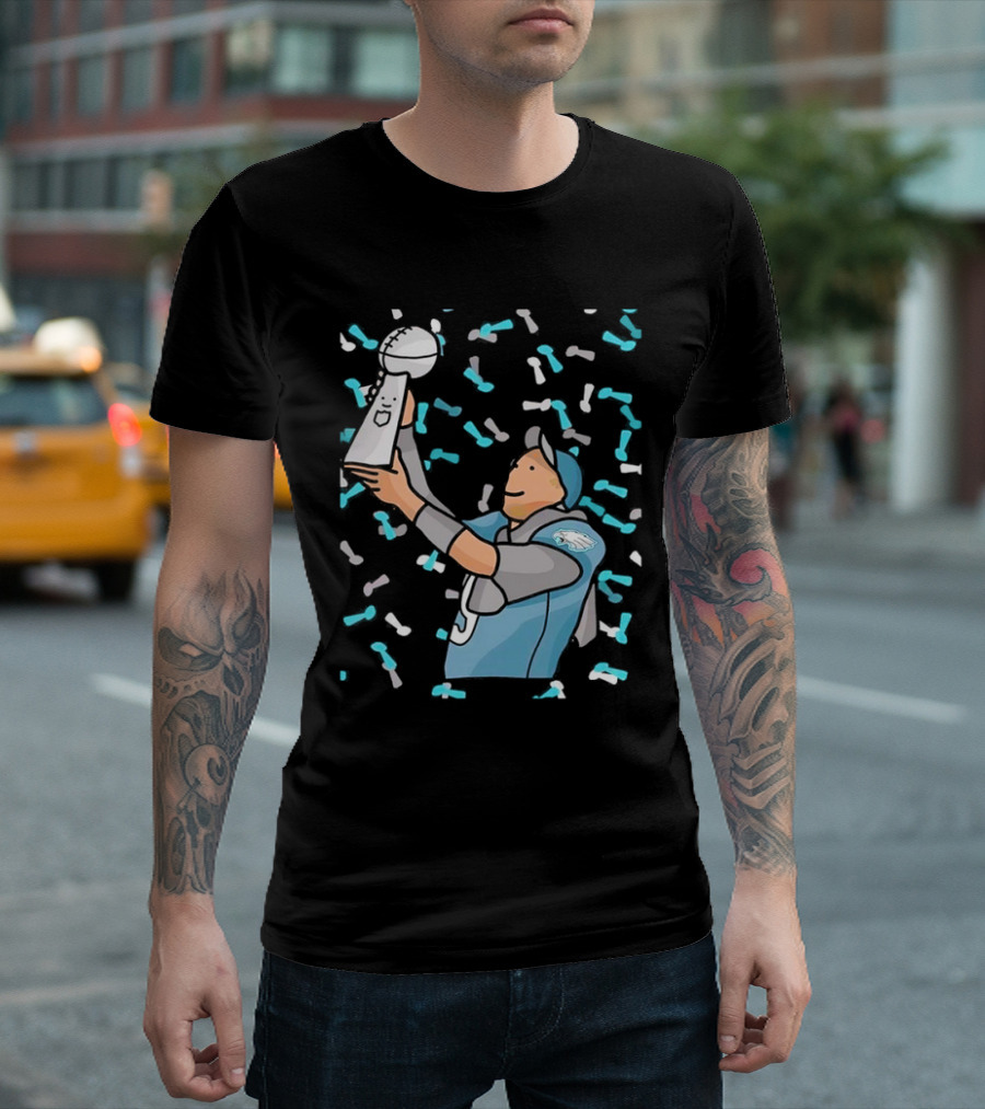 Philadelphia Eagles Nick Foles Super Bowl Trophy Celebration Cartoon T-Shirt