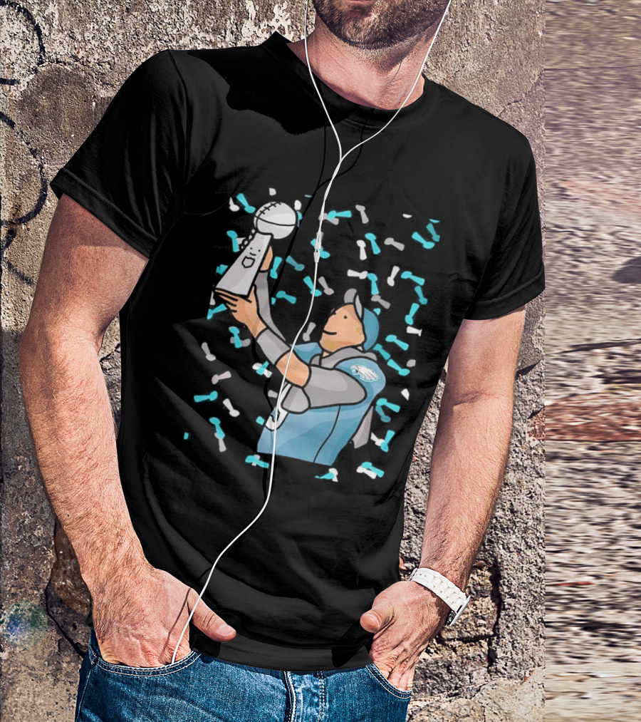 Philadelphia Eagles Nick Foles Super Bowl Trophy Celebration Cartoon T-Shirt