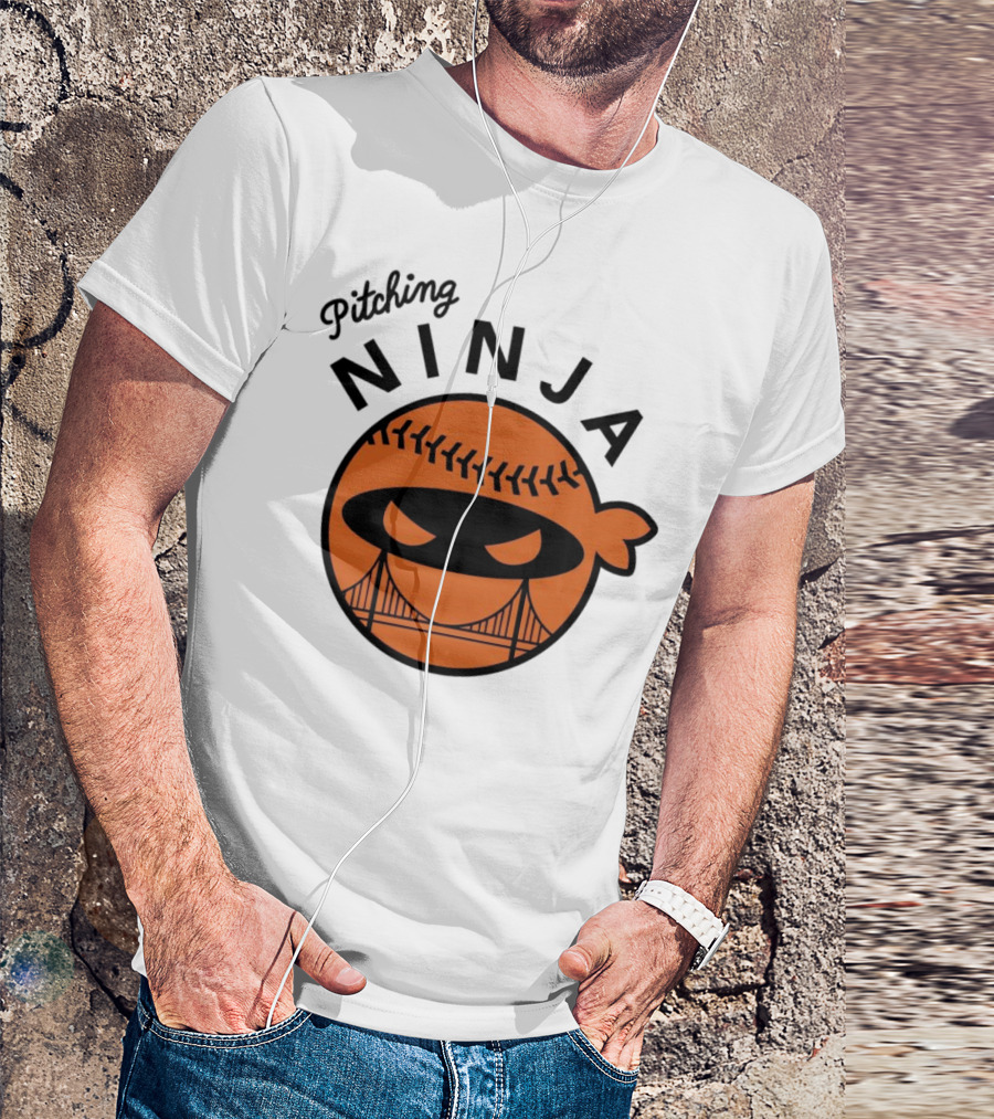 Pitching Ninja San Francisco Giants Orange Ball Face With Bridge T-Shirt
