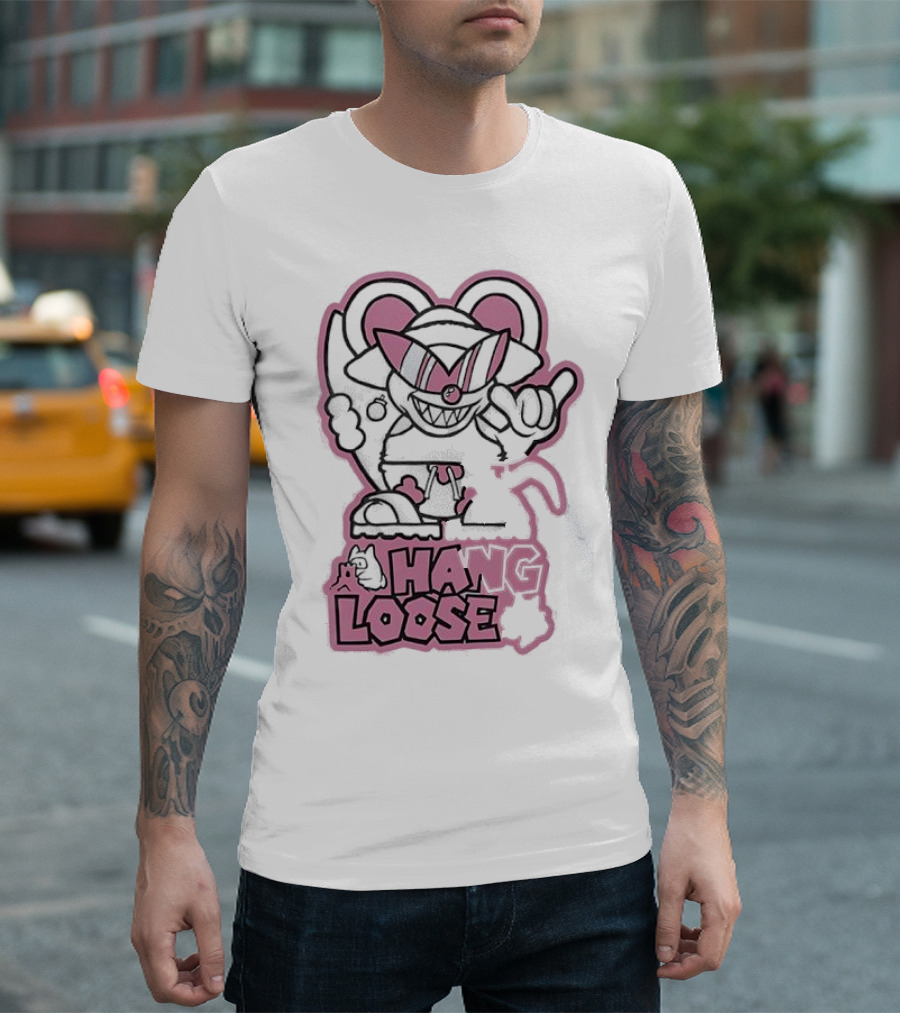 Coneyfest Hang Loose Retro Cartoon Mouse Hand Gesture T-Shirt