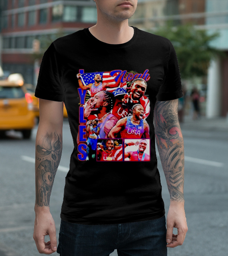 Olympic 2024 USA Noah Lyles Retro T-Shirt