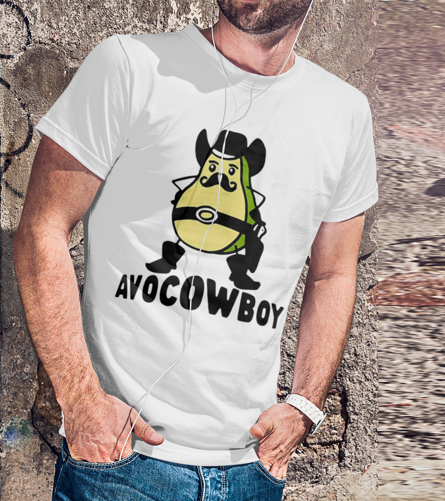 Avocowboy Avocado X Cowboy Character With Hat And Mustache T-Shirt
