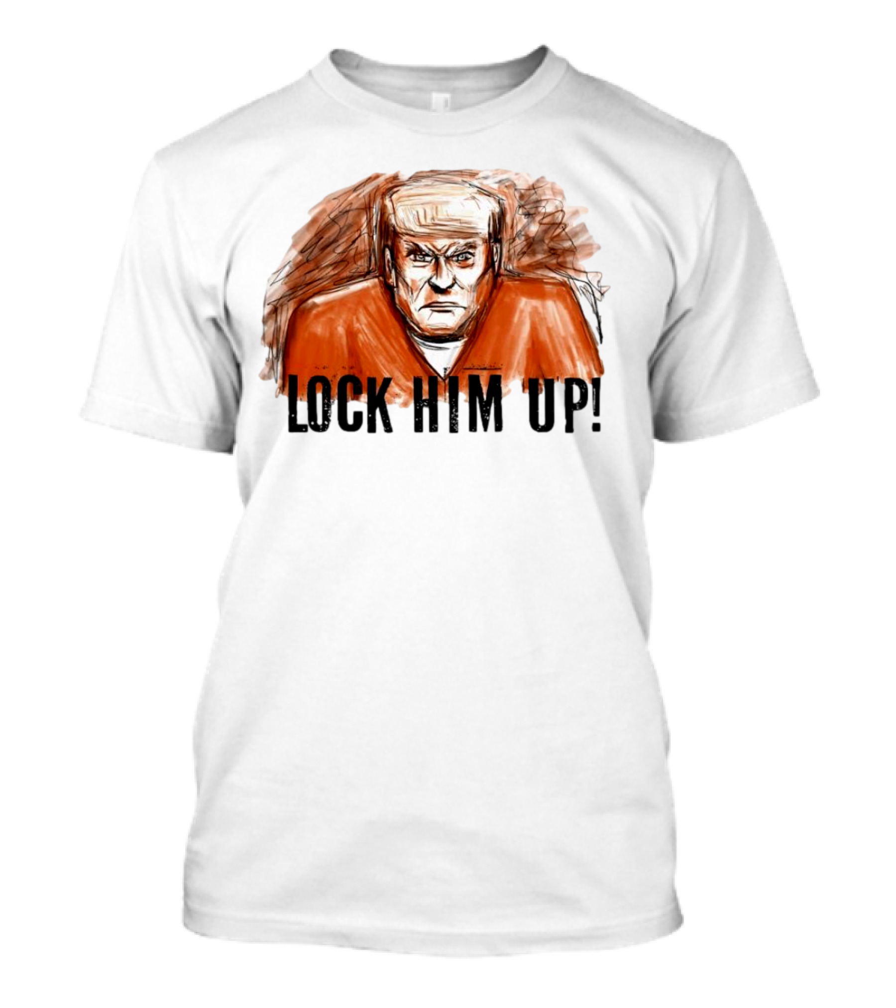 Donald Trump Lock Him Up Political Satire Cartoon T-Shirt