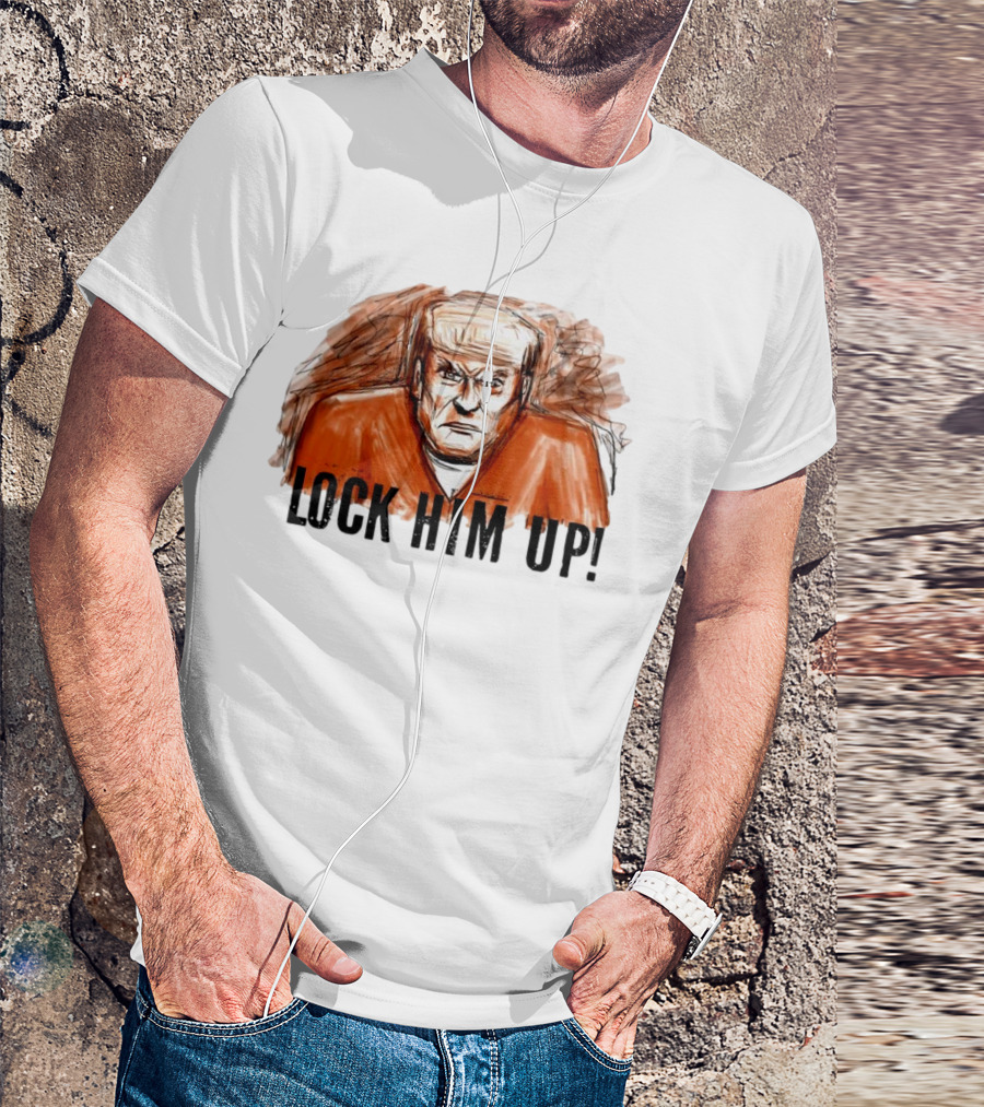 Donald Trump Lock Him Up Political Satire Cartoon T-Shirt