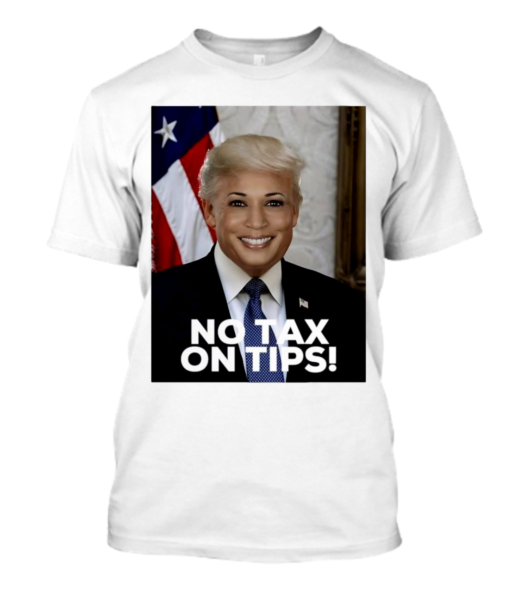 Donald Trump Kamala Harris Face Mashup No Tax On Tips T-Shirt