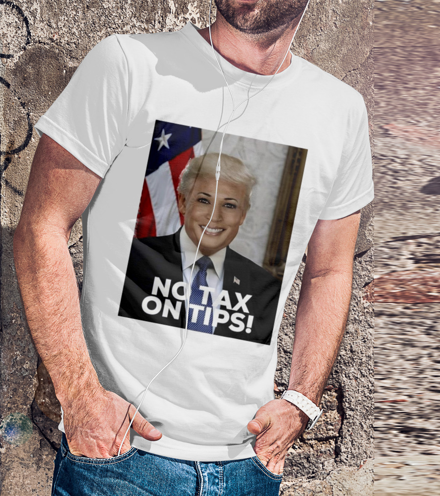 Donald Trump Kamala Harris Face Mashup No Tax On Tips T-Shirt