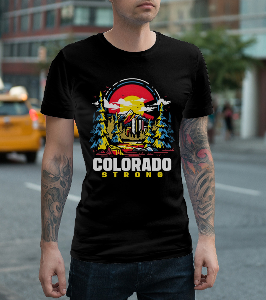 Dude Dad Colorado Strong Forest Sunset Mountains T-Shirt