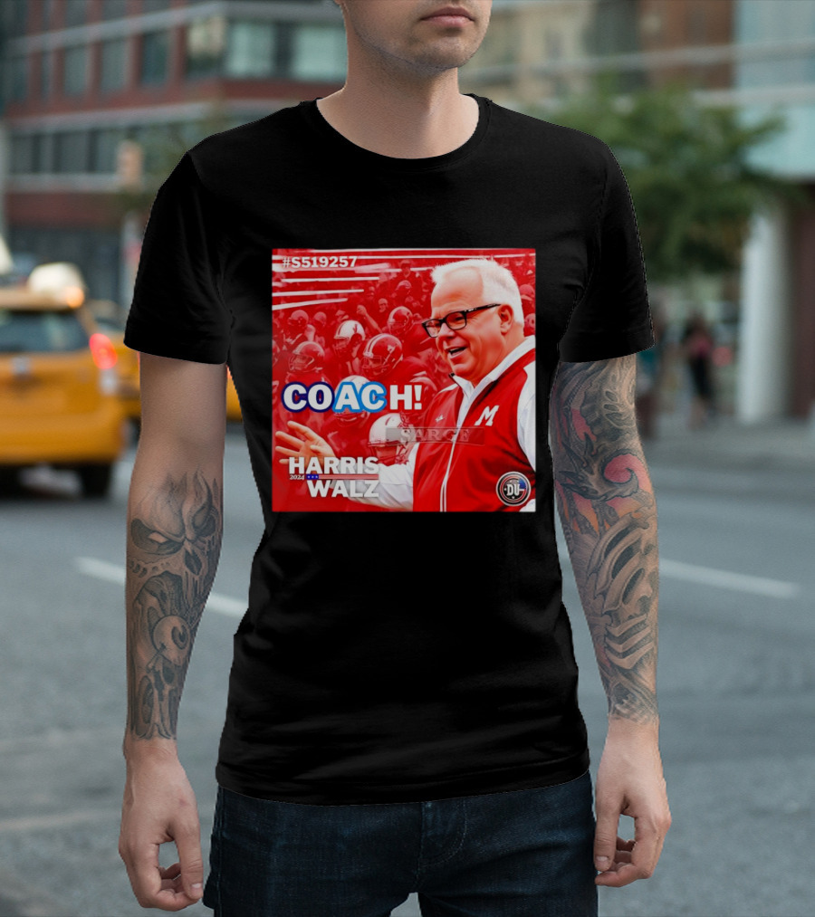 Harris Walz 2024 Coach Walz Football M Team Red T-Shirt