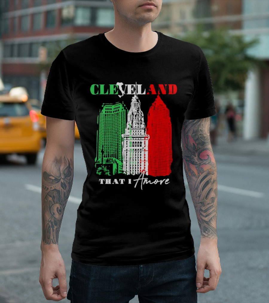 Cleveland That I Amore Italy Flag Skyline T-Shirt