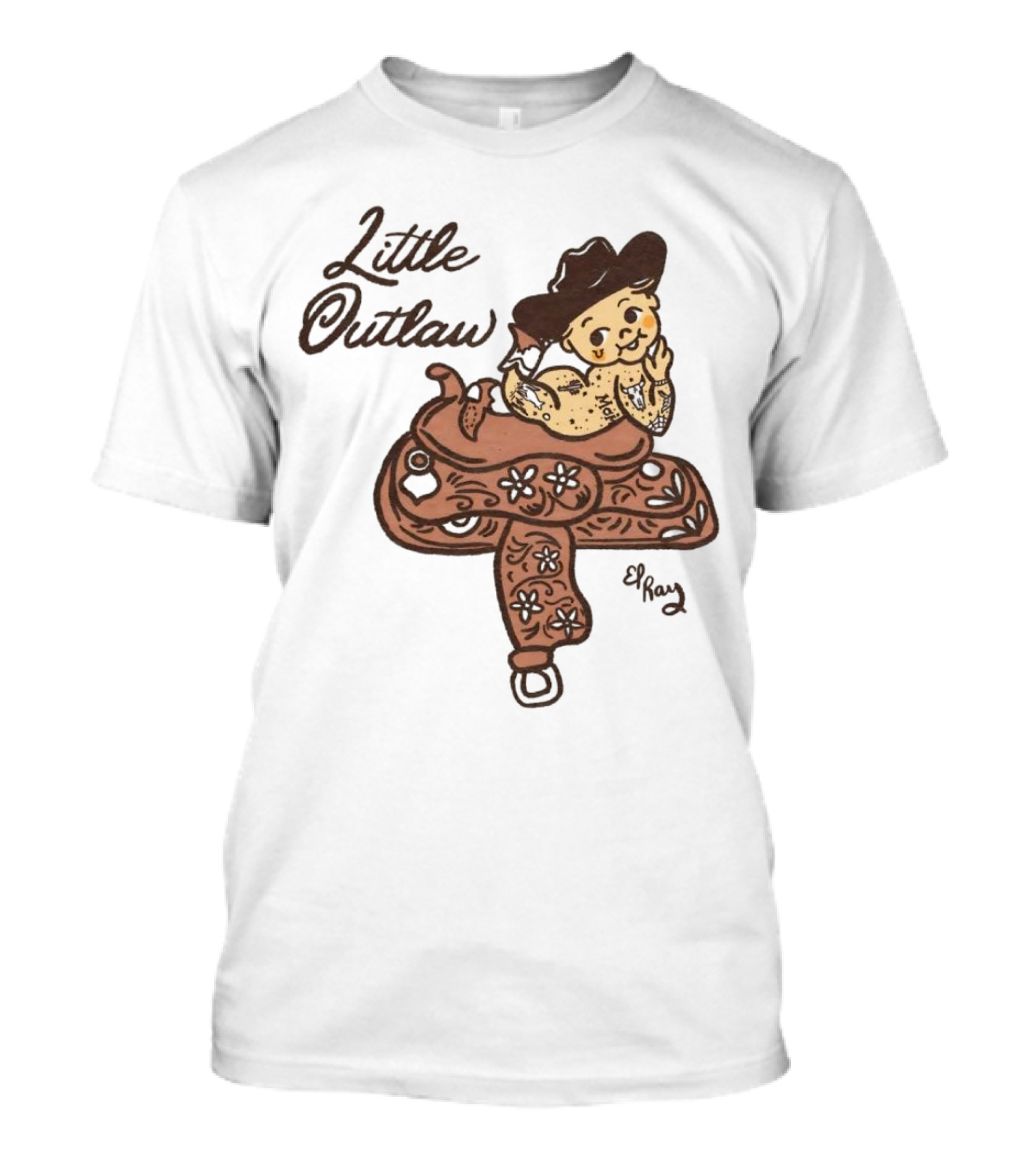 Kewpie Cowboy Little Outlaw Vintage Saddle Art By El Ren T-Shirt