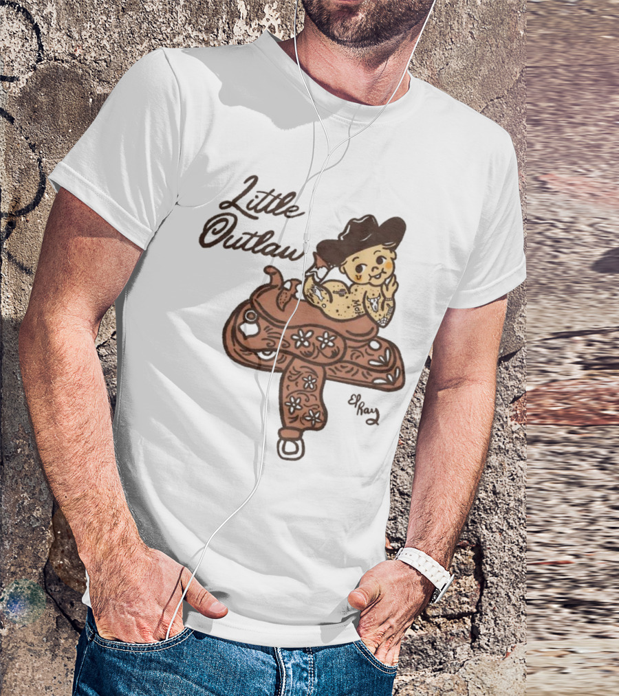 Kewpie Cowboy Little Outlaw Vintage Saddle Art By El Ren T-Shirt