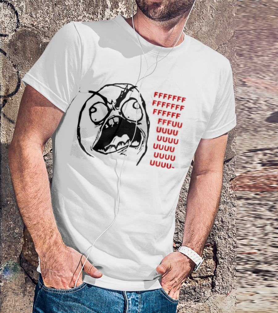 Rage Face Meme FFFFUUUUU Repeated Text T-Shirt