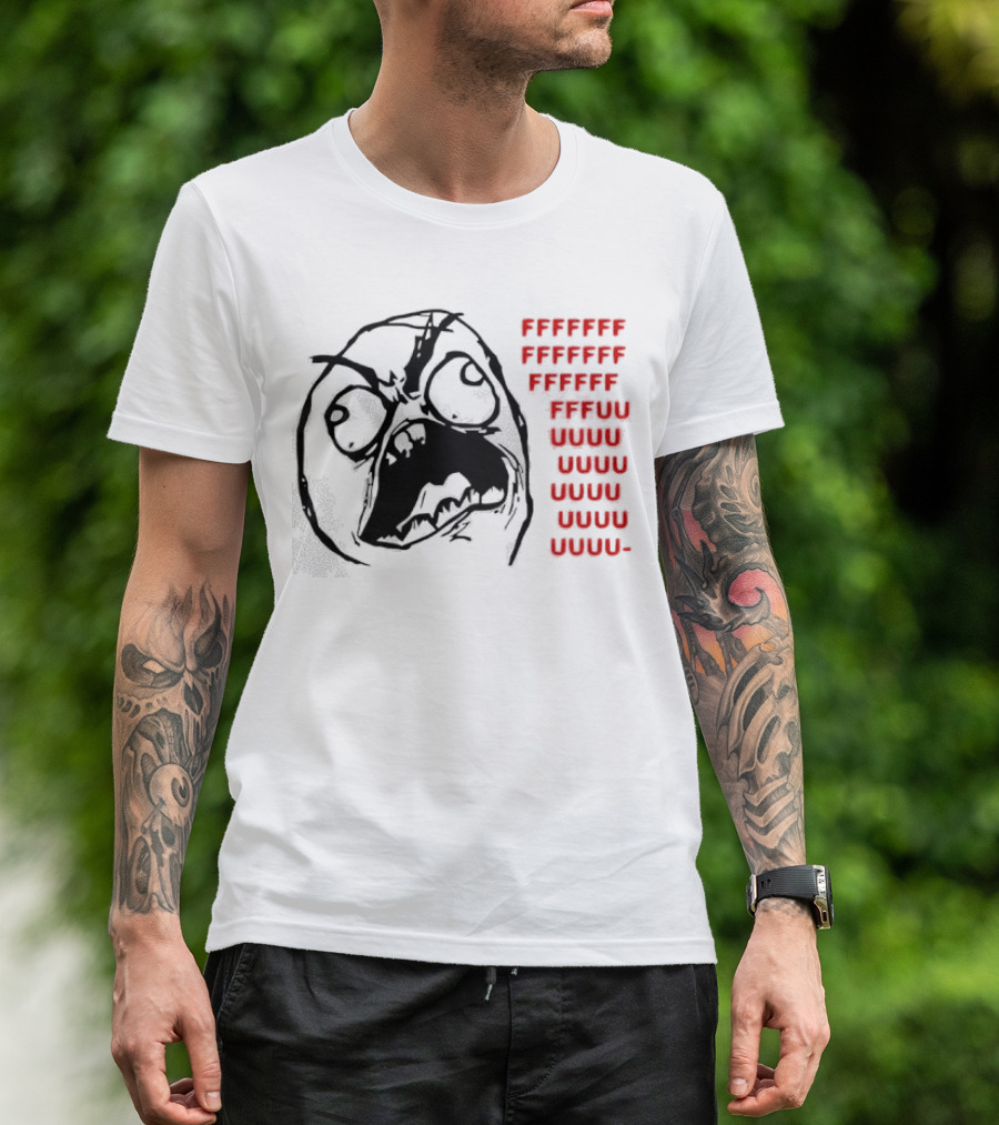 Rage Face Meme FFFFUUUUU Repeated Text T-Shirt