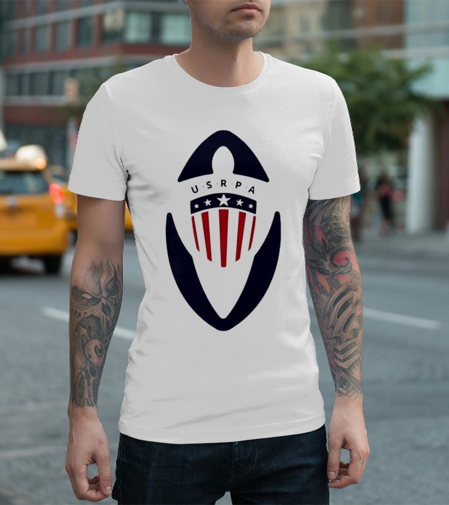 USRPA U.S. Rugby Players Association Red White and Blue Shield T-Shirt