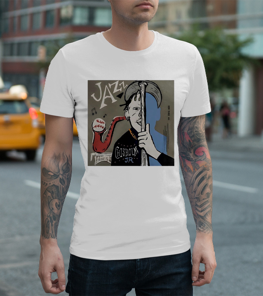 Jazz Chisholm Jr New York Jazz Music Baseball Saxophone T-Shirt