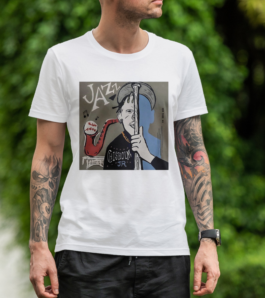 Jazz Chisholm Jr New York Jazz Music Baseball Saxophone T-Shirt