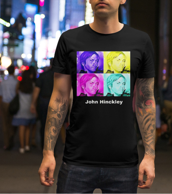 John Hinckley Pop Art Portrait Quad Color Blocks T-Shirt