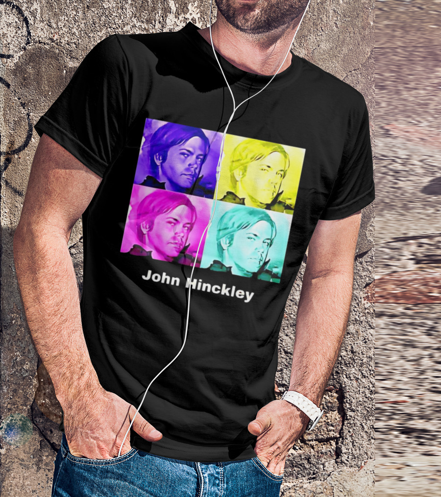 John Hinckley Pop Art Portrait Quad Color Blocks T-Shirt