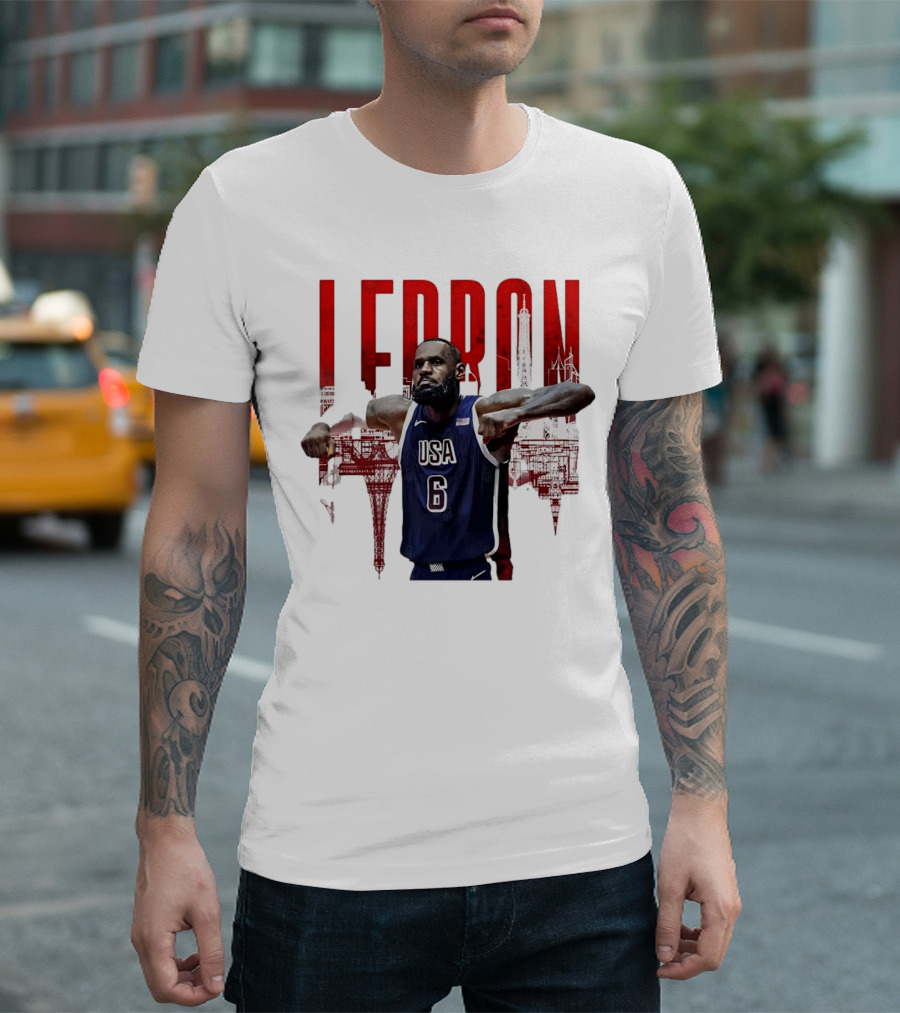 Lebron James USA Basketball 2024 Paris Olympics Iconic Pose T-Shirt