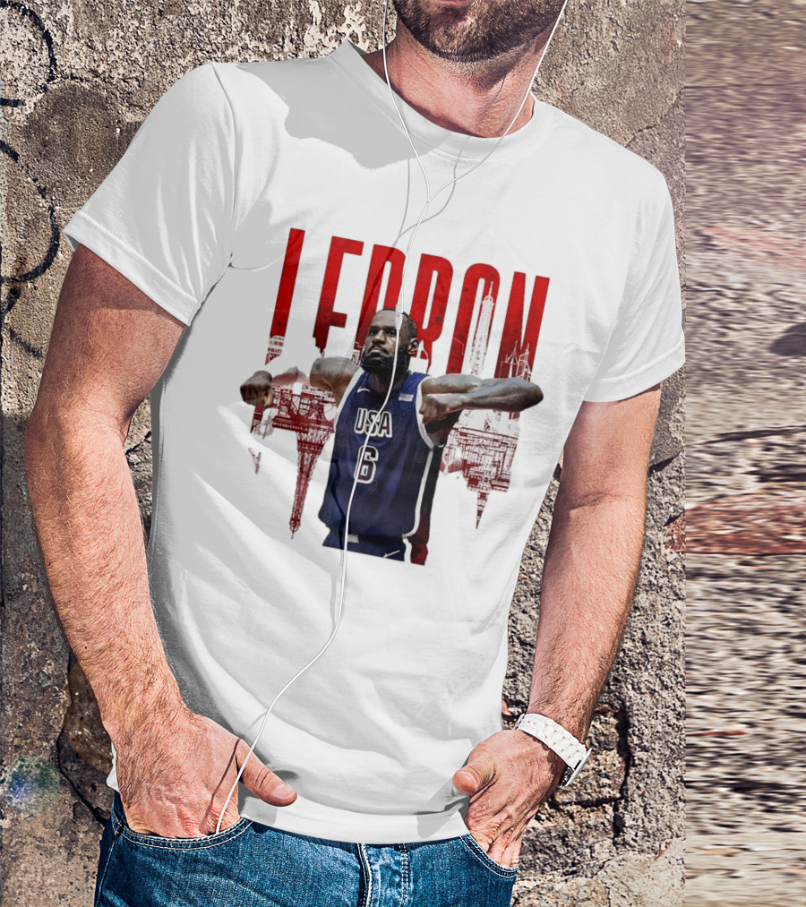 Lebron James USA Basketball 2024 Paris Olympics Iconic Pose T-Shirt