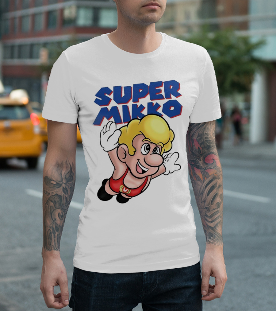 Super Mikko Flying Character Parody Super Mario Game T-Shirt