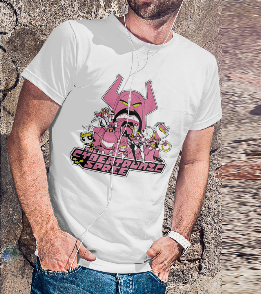 The Cybertronic Spree Cartoon Characters With Robot Helmets And Pink Armor T-Shirt