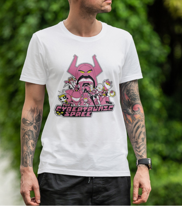 The Cybertronic Spree Cartoon Characters With Robot Helmets And Pink Armor T-Shirt