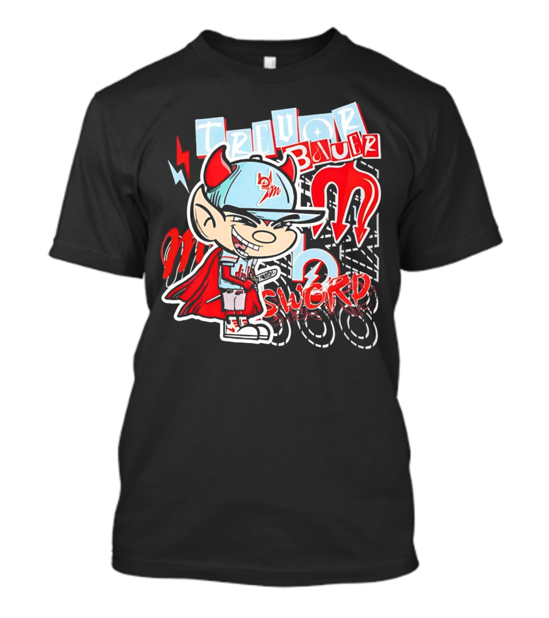 Trevor Bauer Diablo Cartoon Red Sword T-Shirt