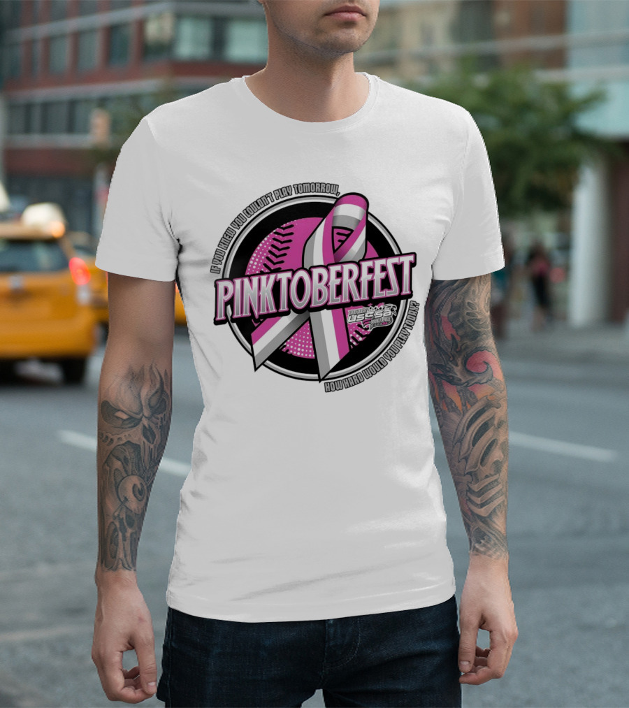 USSSA Ohio Fast Pitch Pinktoberfest 2024 Breast Cancer Awareness Ribbon and Softball T-Shirt