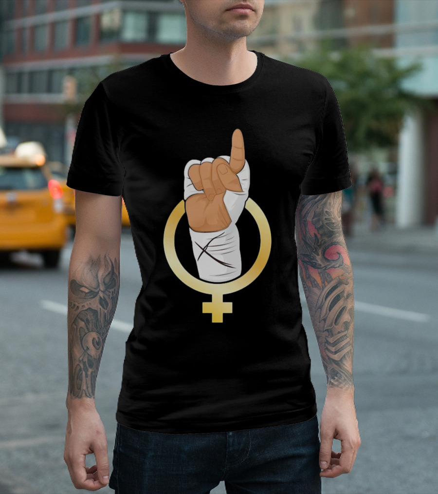 Gold Female Boxing Hand Symbol Feminist Power T-Shirt