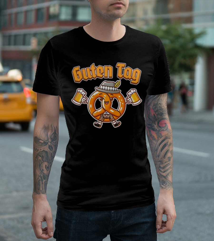 Guten Tag Pretzel With Beer Oktoberfest Cheers T-Shirt