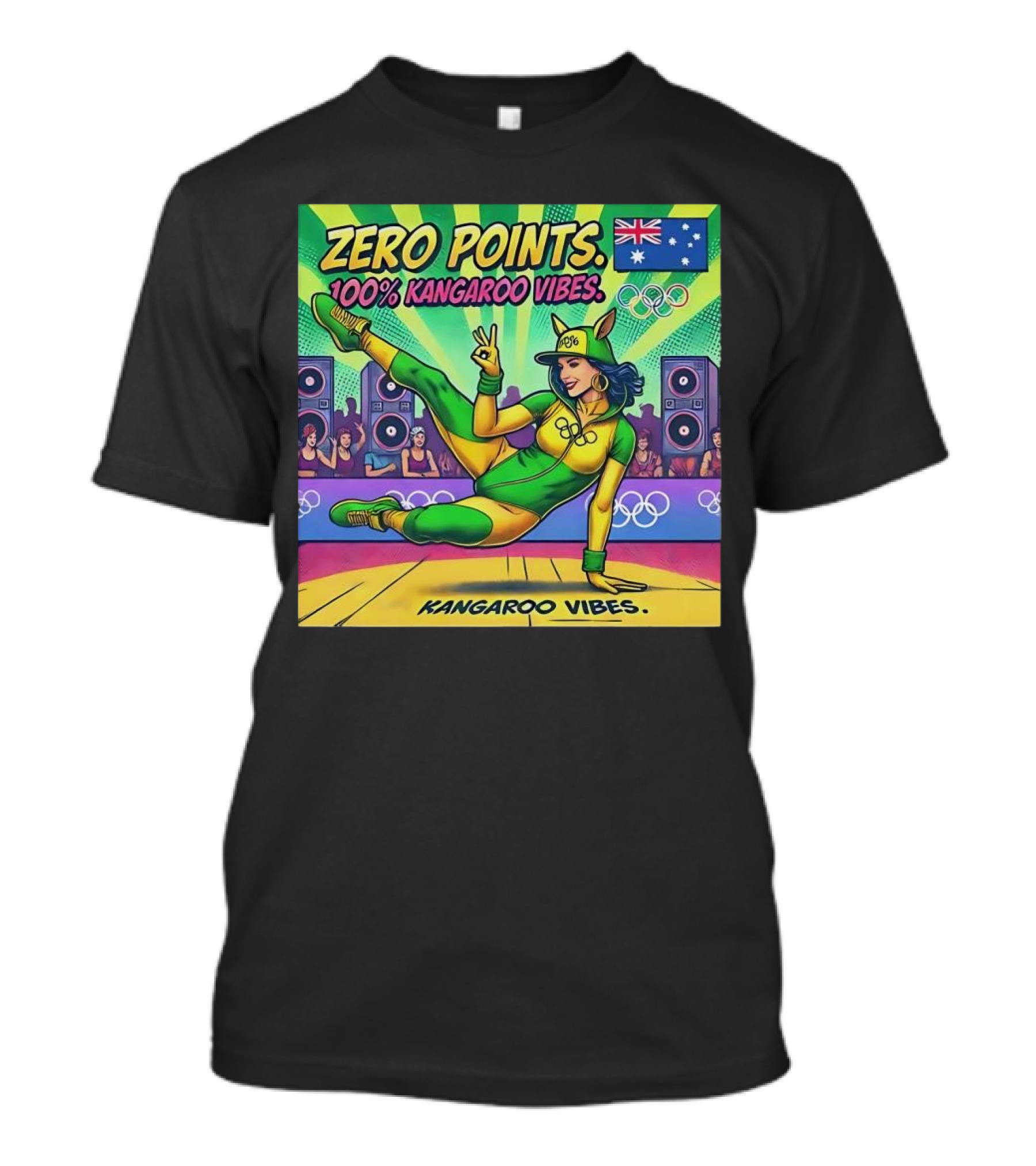 Zero Points 100 Percent Kangaroo Vibes Australia Flag Olympic T-Shirt