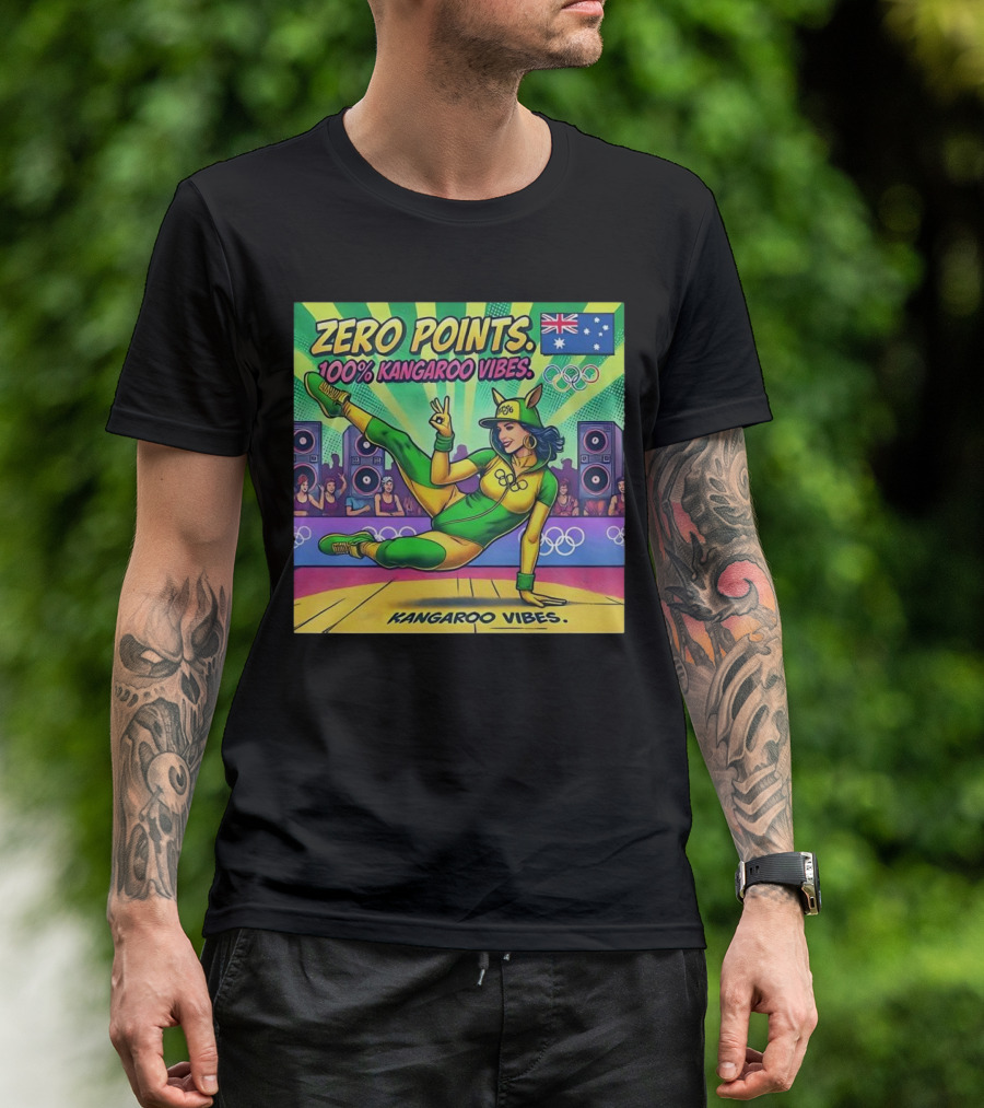 Zero Points 100 Percent Kangaroo Vibes Australia Flag Olympic T-Shirt