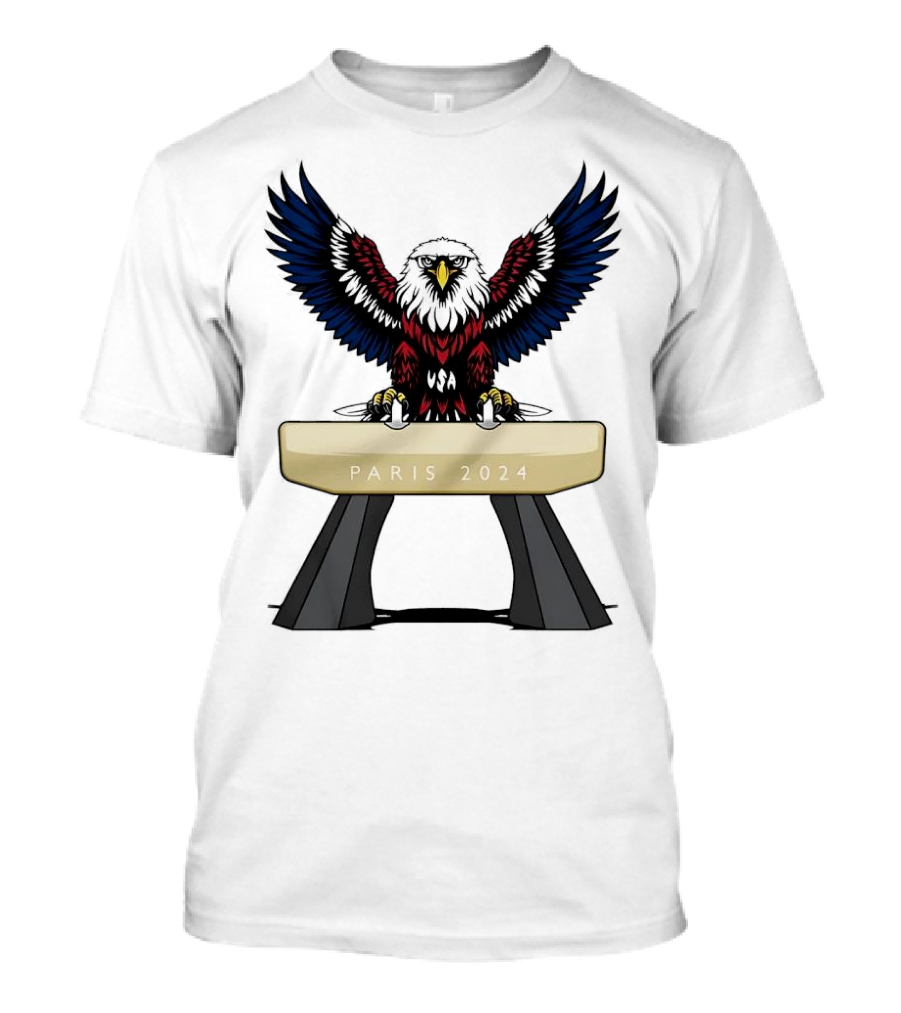 American Eagle Pommel Horse Paris 2024 Gymnastics Emblem T-Shirt