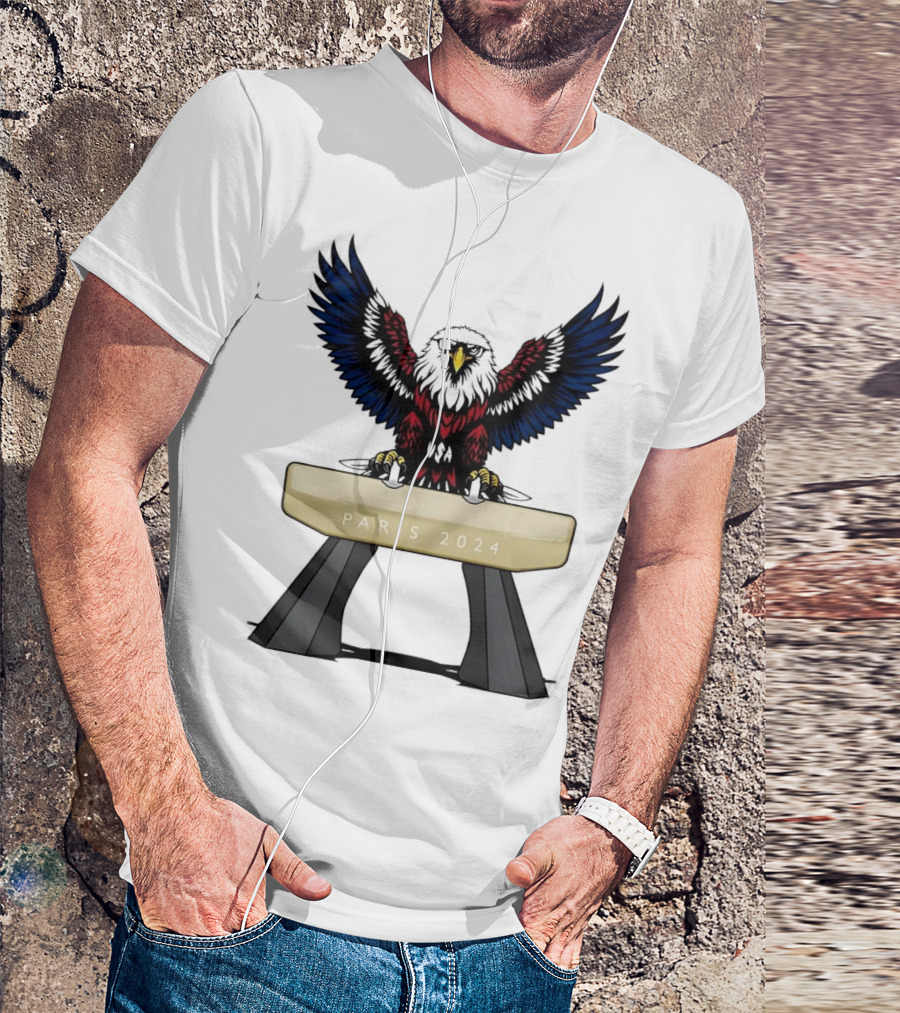 American Eagle Pommel Horse Paris 2024 Gymnastics Emblem T-Shirt