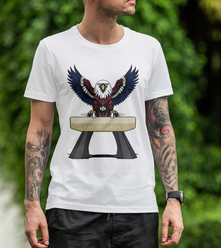 American Eagle Pommel Horse Paris 2024 Gymnastics Emblem T-Shirt
