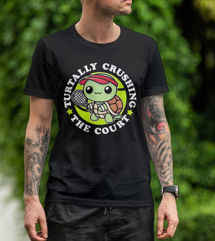 Turtally Crushing The Court Turtle Tennis T-Shirt