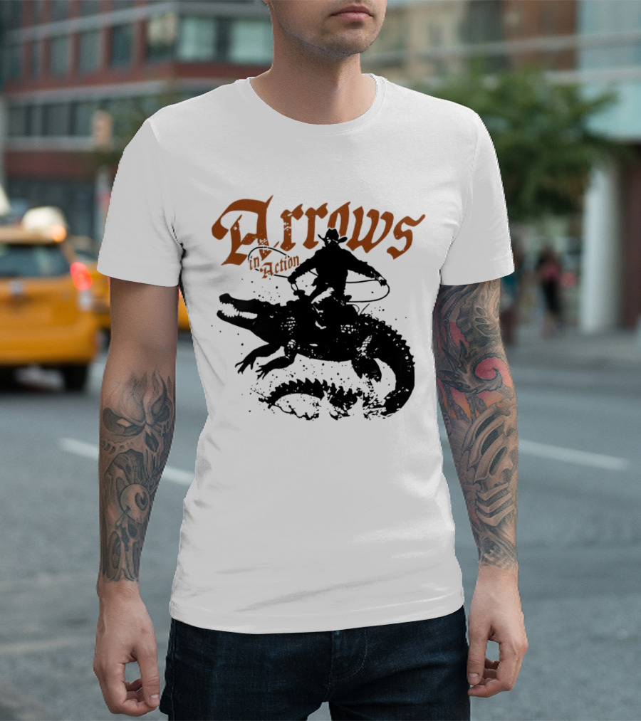 Arrows In Action Cowboy Riding Alligator T-Shirt