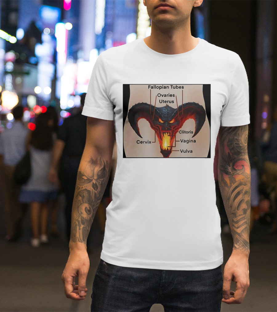 Fallopian Tubes Ovaries Uterus Cervix Clitoris Vagina Vulva Demon Anatomy T-Shirt
