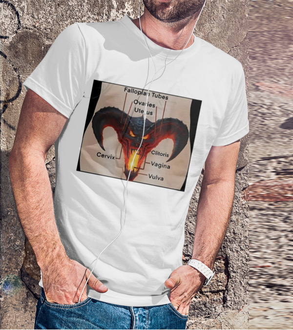Fallopian Tubes Ovaries Uterus Cervix Clitoris Vagina Vulva Demon Anatomy T-Shirt