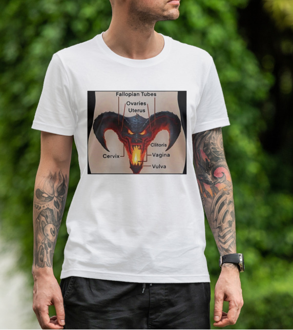 Fallopian Tubes Ovaries Uterus Cervix Clitoris Vagina Vulva Demon Anatomy T-Shirt
