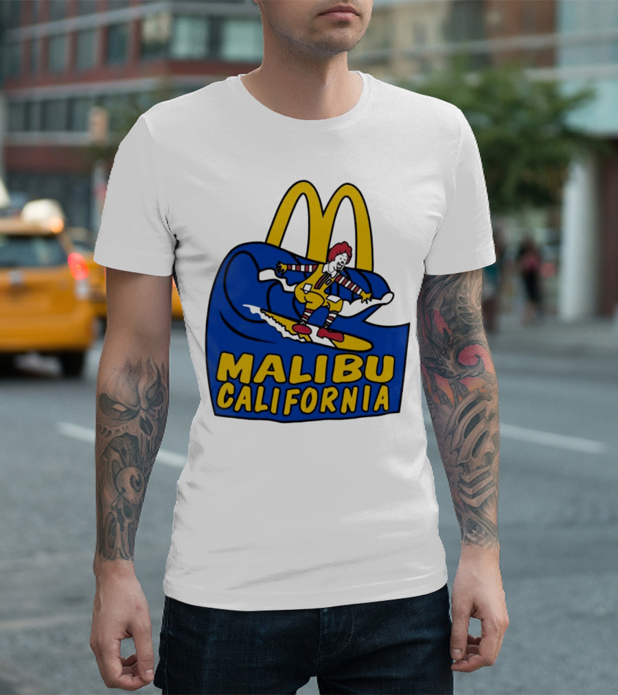 McDonald’s Clown Surfing Malibu California Waves T-Shirt