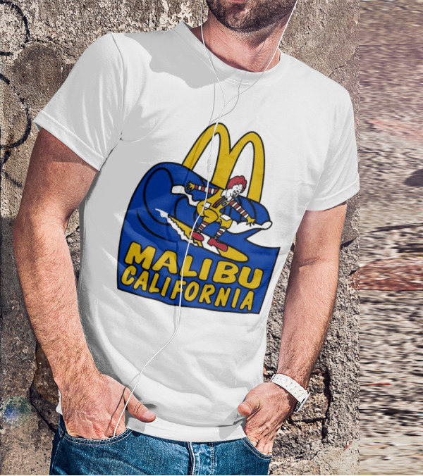 McDonald’s Clown Surfing Malibu California Waves T-Shirt