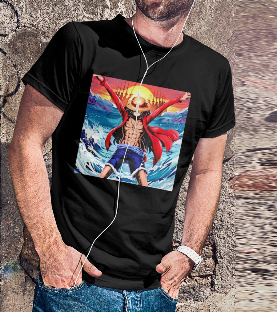 One Piece Monkey D. Luffy Four Emperor Epic Ocean Battle Scene T-Shirt