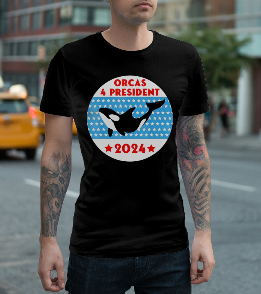 Orcas 4 President 2024 Whale Stars Circle T-Shirt